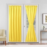 Hiasan French Door Curtains Privacy Rod Pocket Semi Sheer Front Curtain For Door Window 1 Panel Yellow W 52 Inch X L 72 Inch