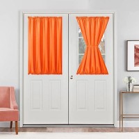 Hiasan French Door Curtains Privacy Rod Pocket Semi Sheer Front Curtain For Door Window 1 Panel Pumpkin Orange W 52 Inch X L