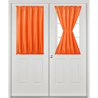 Hiasan French Door Curtains Privacy Rod Pocket Semi Sheer Front Curtain For Door Window 1 Panel Pumpkin Orange W 52 Inch X L