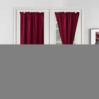 Hiasan French Door Curtains Privacy Rod Pocket Semi Sheer Front Curtain For Door Window 1 Panel Burgundy W 24 Inch X L 72 In