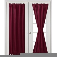 Hiasan French Door Curtains Privacy Rod Pocket Semi Sheer Front Curtain For Door Window 1 Panel Burgundy W 24 Inch X L 72 In