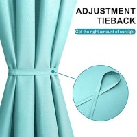 Hiasan French Door Curtains Privacy Rod Pocket Semi Sheer Front Curtain For Door Window 1 Panel Aqua W 52 Inch X L 72 Inch