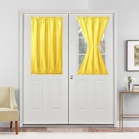 Hiasan French Door Curtains Privacy Rod Pocket Semi Sheer Front Curtain For Door Window 1 Panel Yellow W 24 Inch X L 40 Inch