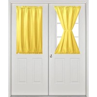 Hiasan French Door Curtains Privacy Rod Pocket Semi Sheer Front Curtain For Door Window 1 Panel Yellow W 24 Inch X L 40 Inch