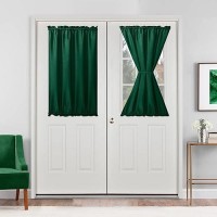 Hiasan French Door Curtains Privacy Rod Pocket Semi Sheer Front Curtain For Door Window 1 Panel Emerlad Green W 24 Inch X L