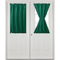 Hiasan French Door Curtains Privacy Rod Pocket Semi Sheer Front Curtain For Door Window 1 Panel Emerlad Green W 24 Inch X L