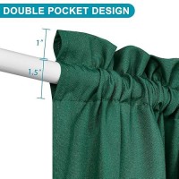 Hiasan French Door Curtains Privacy Rod Pocket Semi Sheer Front Curtain For Door Window 1 Panel Emerlad Green W 24 Inch X L