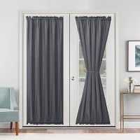 Hiasan Front French Door Curtains For Small Window Rod Pocket Semi Sheer Short Sidelight Curtain 1 Panel Grey W 52 Inch X L