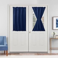 Hiasan French Door Curtains Privacy Rod Pocket Semi Sheer Front Curtain For Door Window 1 Panel Navy Blue W 24 Inch X L 40 I