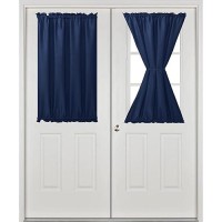 Hiasan French Door Curtains Privacy Rod Pocket Semi Sheer Front Curtain For Door Window 1 Panel Navy Blue W 24 Inch X L 40 I