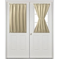 Hiasan French Door Curtains Privacy Rod Pocket Semi Sheer Front Curtain For Door Window 1 Panel Khaki W 52 Inch X L 40 Inch