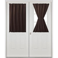 Hiasan French Door Curtains Privacy Rod Pocket Semi Sheer Front Curtain For Door Window 1 Panel Chocolate W 52 Inch X L 40 I