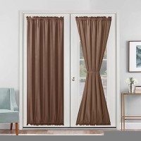 Hiasan French Door Curtains Privacy Rod Pocket Semi Sheer Front Curtain For Door Window 1 Panel Tan W 52 Inch X L 72 Inch