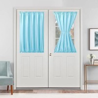 Hiasan French Door Curtains Privacy Rod Pocket Semi Sheer Front Curtain For Door Window 1 Panel Sky Blue W 52 Inch X L 40 In