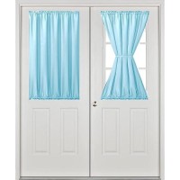 Hiasan French Door Curtains Privacy Rod Pocket Semi Sheer Front Curtain For Door Window 1 Panel Sky Blue W 52 Inch X L 40 In