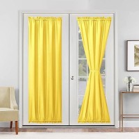 Hiasan French Door Curtains Privacy Rod Pocket Semi Sheer Front Curtain For Door Window 1 Panel Yellow W 24 Inch X L 72 Inch