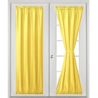 Hiasan French Door Curtains Privacy Rod Pocket Semi Sheer Front Curtain For Door Window 1 Panel Yellow W 24 Inch X L 72 Inch