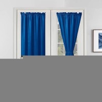 Hiasan French Door Curtains Privacy Rod Pocket Semi Sheer Front Curtain For Door Window 1 Panel Royal Blue W 24 Inch X L 72