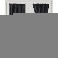 Hiasan French Door Curtains For Small Window Rod Pocket Short Front Sidelight Curtain 1 Panel Black W 24 Inch X L 72 Inch