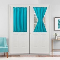 Hiasan French Door Curtains Privacy Rod Pocket Semi Sheer Front Curtain For Door Window 1 Panel Turquoise W 24 Inch X L 40 I