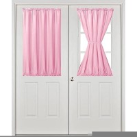 Hiasan French Door Curtains Privacy Rod Pocket Semi Sheer Front Curtain For Door Window 1 Panel Light Pink W 52 Inch X L 40