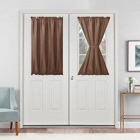 Hiasan French Door Curtains Privacy Rod Pocket Semi Sheer Front Curtain For Door Window 1 Panel Tan W 24 Inch X L 40 Inch