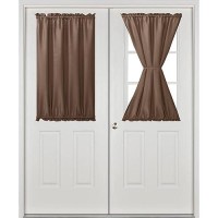 Hiasan French Door Curtains Privacy Rod Pocket Semi Sheer Front Curtain For Door Window 1 Panel Tan W 24 Inch X L 40 Inch