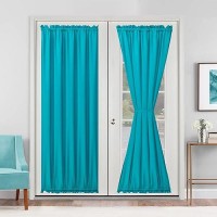 Hiasan French Door Curtains Privacy Rod Pocket Semi Sheer Front Curtain For Door Window 1 Panel Turquoise W 52 Inch X L 72 I