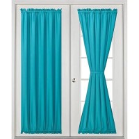 Hiasan French Door Curtains Privacy Rod Pocket Semi Sheer Front Curtain For Door Window 1 Panel Turquoise W 52 Inch X L 72 I