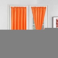 Hiasan French Door Curtains Privacy Rod Pocket Semi Sheer Front Curtain For Door Window 1 Panel Pumpkin Orange W 52 Inch X L