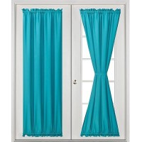 Hiasan French Door Curtains Privacy Rod Pocket Semi Sheer Front Curtain For Door Window 1 Panel Turquoise W 24 Inch X L 72 I