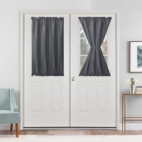 Hiasan Front French Door Curtains For Small Window Rod Pocket Semi Sheer Short Sidelight Curtain 1 Panel Grey W 24 Inch X L