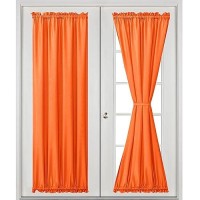 Hiasan French Door Curtains Privacy Rod Pocket Semi Sheer Front Curtain For Door Window 1 Panel Pumpkin Orange W 24 Inch X L