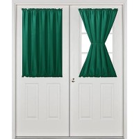 Hiasan French Door Curtains Privacy Rod Pocket Semi Sheer Front Curtain For Door Window 1 Panel Emerlad Green W 52 Inch X L