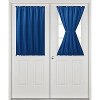 Hiasan French Door Curtains Privacy Rod Pocket Semi Sheer Front Curtain For Door Window 1 Panel Royal Blue W 52 Inch X L 40