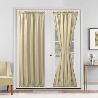 Hiasan French Door Curtains Privacy Rod Pocket Semi Sheer Front Curtain For Door Window 1 Panel Khaki W 52 Inch X L 72 Inch