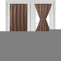 Hiasan French Door Curtains Privacy Rod Pocket Semi Sheer Front Curtain For Door Window 1 Panel Tan W 52 Inch X L 40 Inch