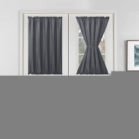 Hiasan Front French Door Curtains For Small Window Rod Pocket Semi Sheer Short Sidelight Curtain 1 Panel Grey W 52 Inch X L