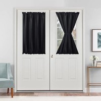 Hiasan French Door Curtains For Small Window Rod Pocket Short Front Sidelight Curtain 1 Panel Black W 24 Inch X L 40 Inch