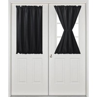 Hiasan French Door Curtains For Small Window Rod Pocket Short Front Sidelight Curtain 1 Panel Black W 24 Inch X L 40 Inch