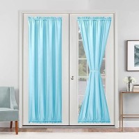 Hiasan French Door Curtains Privacy Rod Pocket Semi Sheer Front Curtain For Door Window 1 Panel Sky Blue W 24 Inch X L 72 In