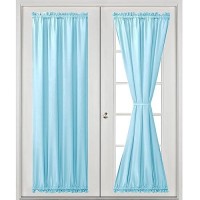 Hiasan French Door Curtains Privacy Rod Pocket Semi Sheer Front Curtain For Door Window 1 Panel Sky Blue W 24 Inch X L 72 In