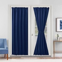 Hiasan French Door Curtains Privacy Rod Pocket Semi Sheer Front Curtain For Door Window 1 Panel Navy Blue W 52 Inch X L 72 I