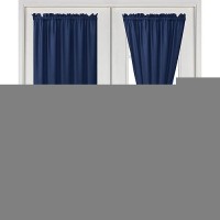 Hiasan French Door Curtains Privacy Rod Pocket Semi Sheer Front Curtain For Door Window 1 Panel Navy Blue W 52 Inch X L 72 I