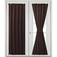 Hiasan French Door Curtains Privacy Rod Pocket Semi Sheer Front Curtain For Door Window 1 Panel Chocolate W 52 Inch X L 72 I