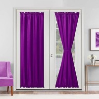 Hiasan French Door Curtains Privacy Rod Pocket Semi Sheer Front Curtain For Door Window 1 Panel Royal Purple W 24 Inch X L 7