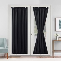 Hiasan French Door Curtains For Small Window Rod Pocket Short Front Sidelight Curtain 1 Panel Black W 52 Inch X L 72 Inch