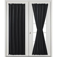 Hiasan French Door Curtains For Small Window Rod Pocket Short Front Sidelight Curtain 1 Panel Black W 52 Inch X L 72 Inch