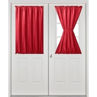 Hiasan French Door Curtains Semi Sheer Rod Pocket Privacy Decorative Front Door Curtain 1 Panel Red W 52 Inch X L 40 Inch