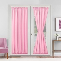 Hiasan French Door Curtains Privacy Rod Pocket Semi Sheer Front Curtain For Door Window 1 Panel Light Pink W 52 Inch X L 72